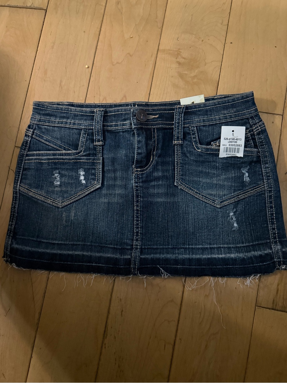 Urban Heritage Dark Blue Distressed Denim Mini Skirt